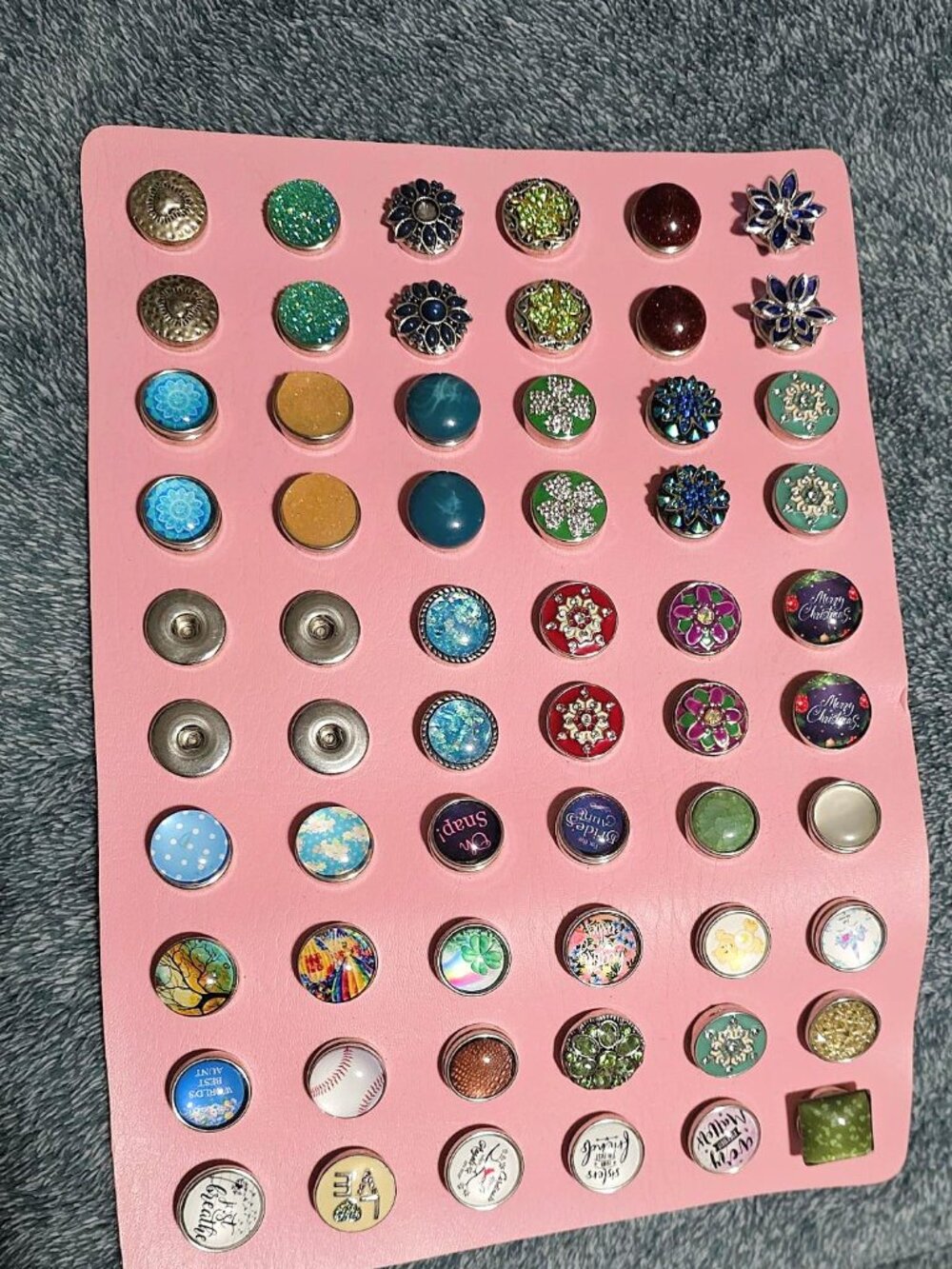 🪩Snap Charms Lot – 50+ Pieces + Display Board